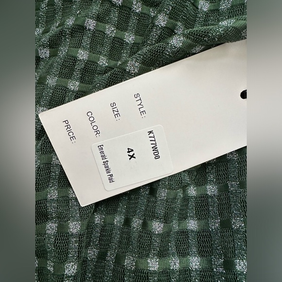 NWT Unique Vintage Farrah maxi dress sz 4X/22-24 emerald sparkle plaid ✨ - Picture 3 of 9